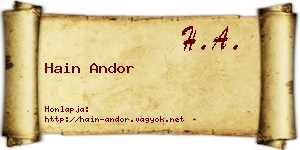 Hain Andor névjegykártya