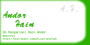 andor hain business card